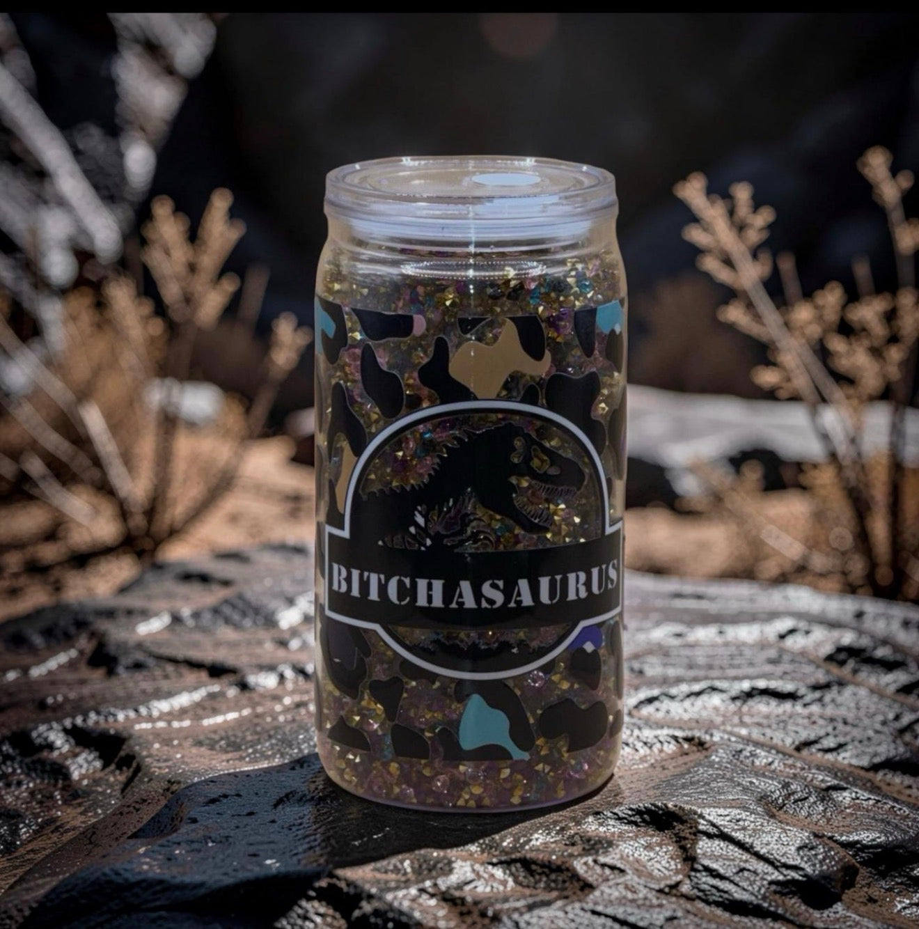 Dinosaur snow globe tumbler